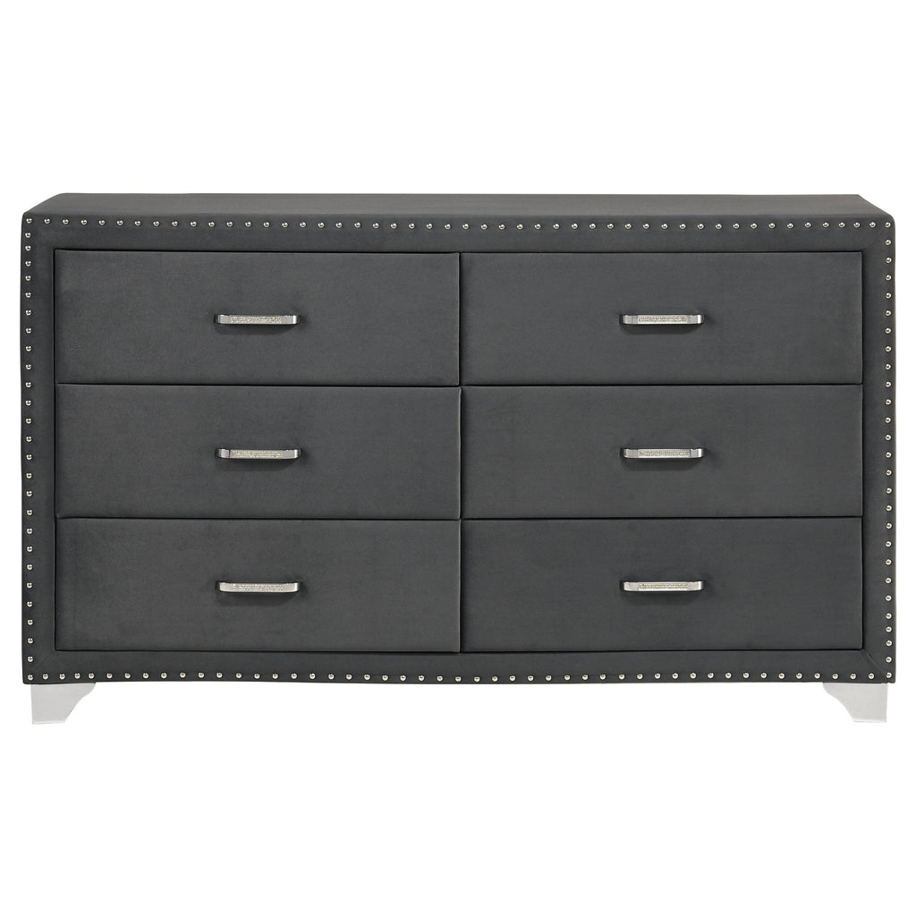 Melody 6-drawer Upholstered Dresser Grey