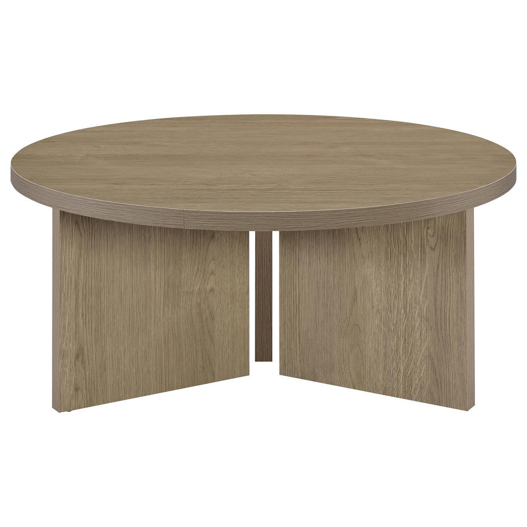 Aragon Round Panel Base Coffee Table Latte