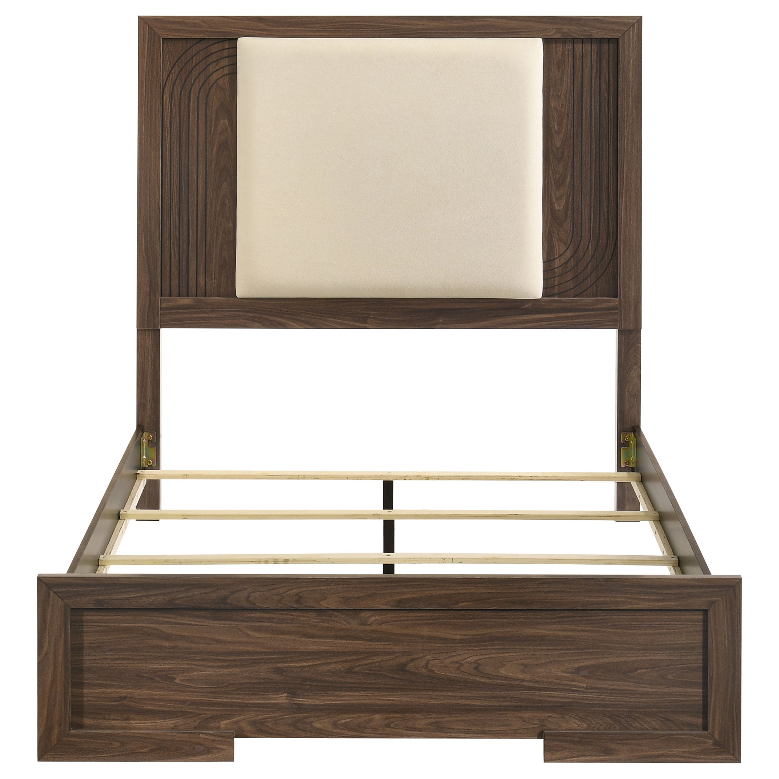 Etienne Full Velvet Upholstered Panel Bed Walnut