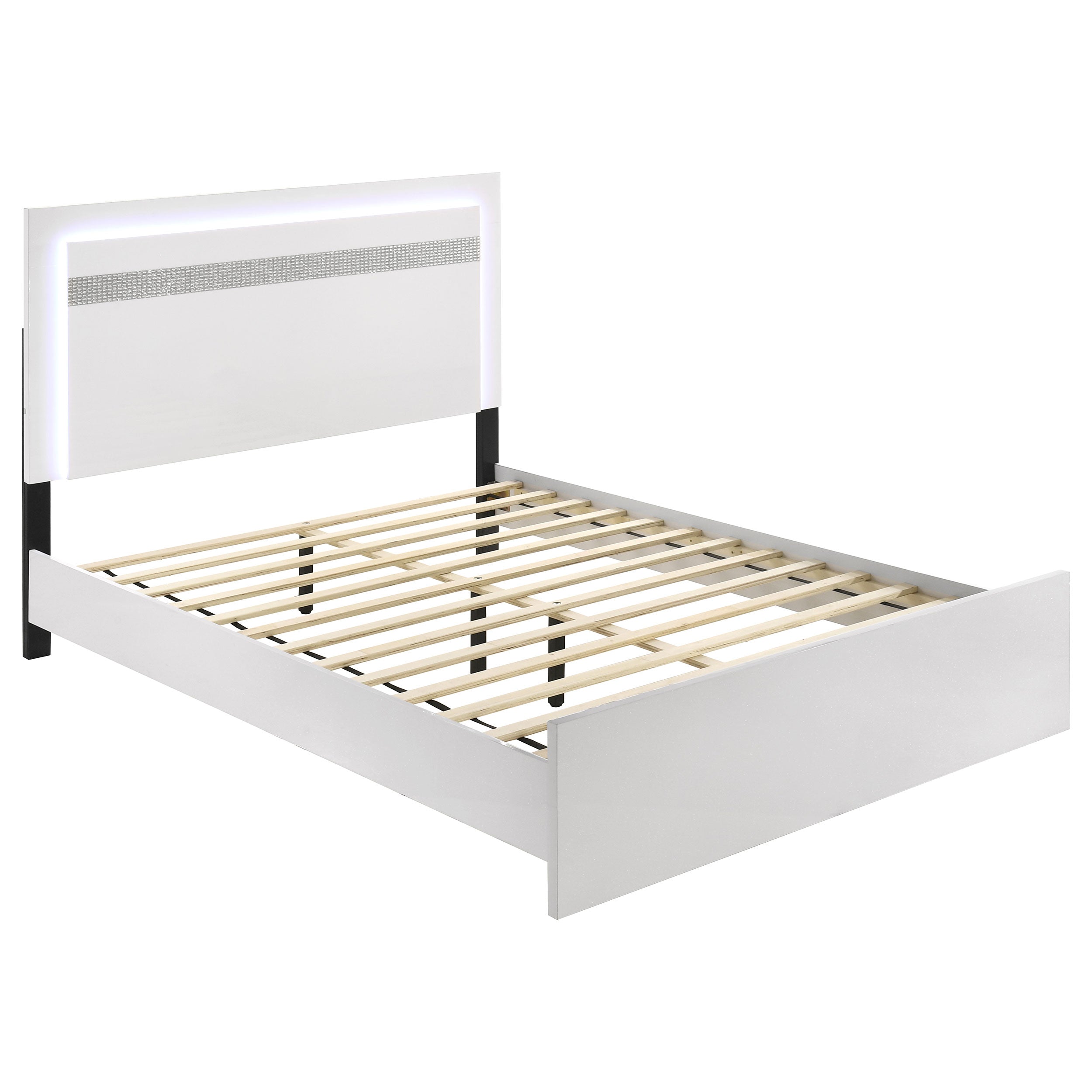 Viana 5-Piece Touch-Control LED Eastern King Bedroom Set White High Gloss
