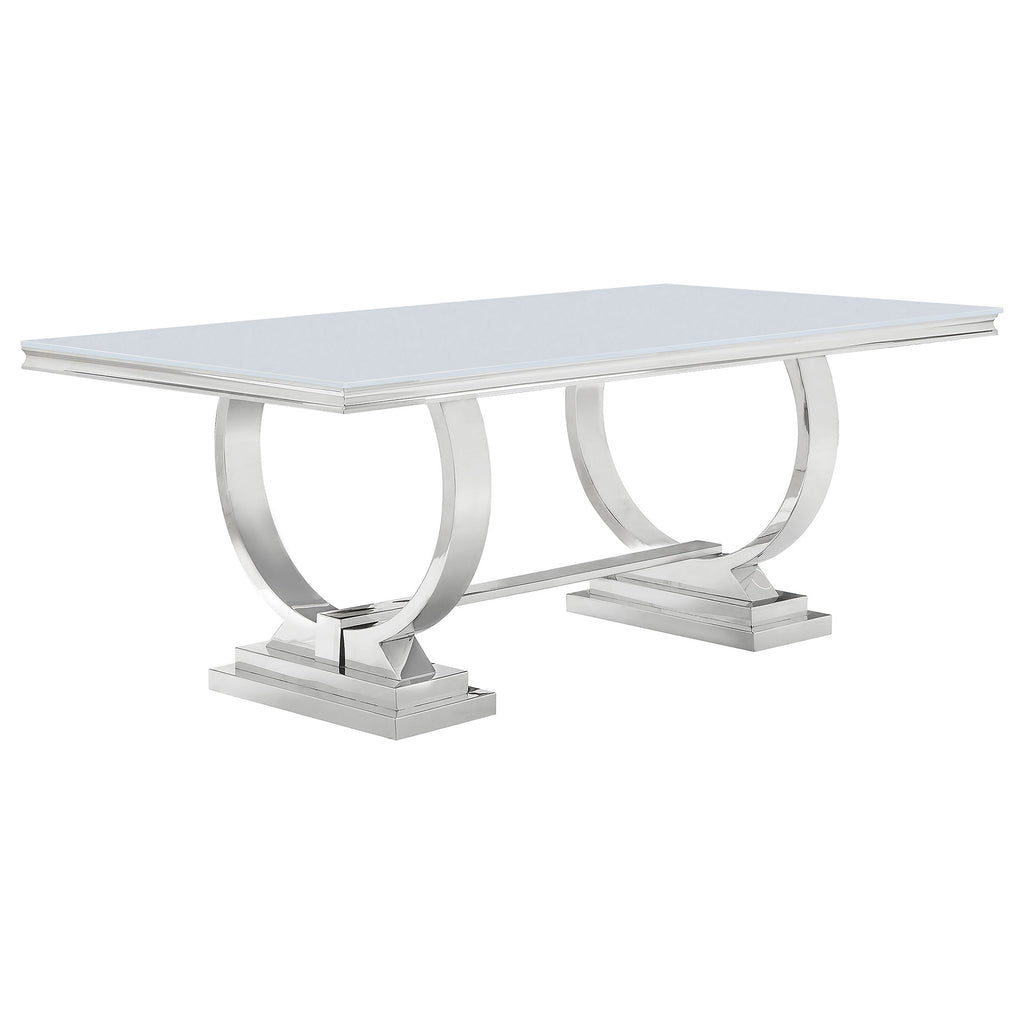 Antoine 7-piece Rectangular Glass Top Dining Table Set White