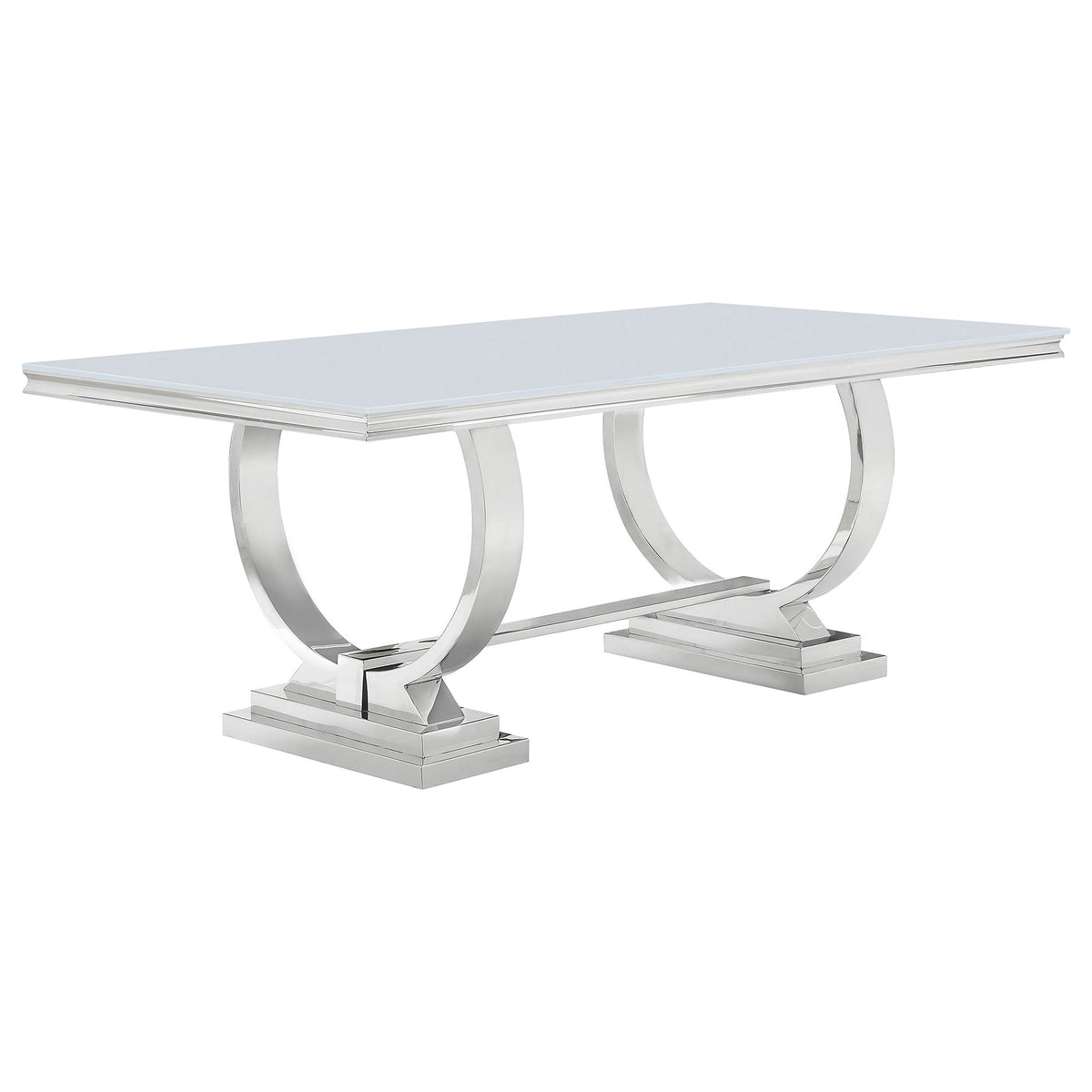 Antoine 7-piece Rectangular Glass Top Dining Table Set White