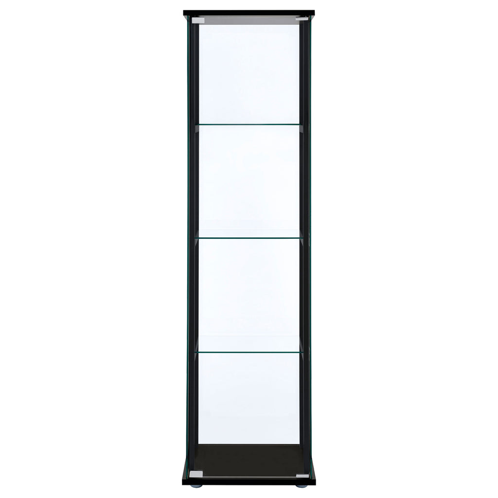 Cyclamen 4-shelf Clear Glass Curio Display Cabinet Black