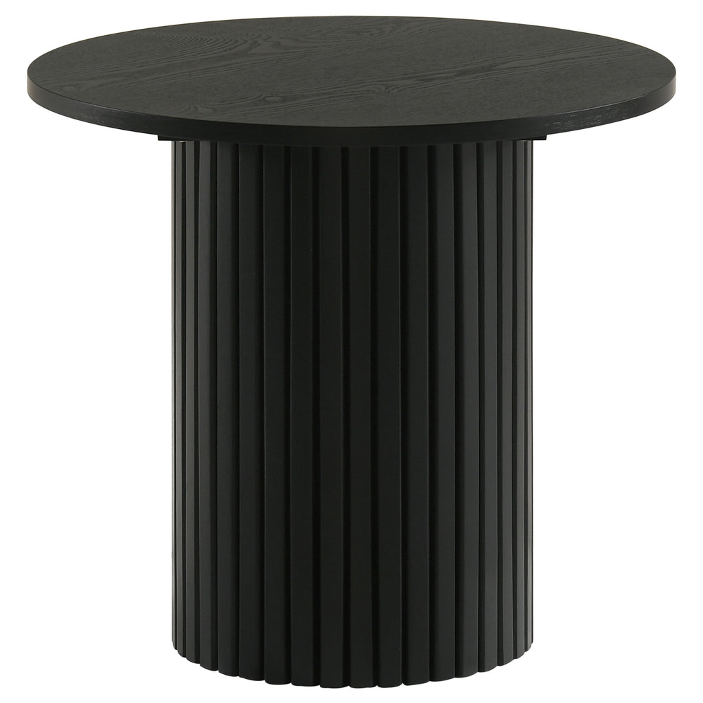Hamlyn 3-piece Round Fluted Coffee and End Table Set Black