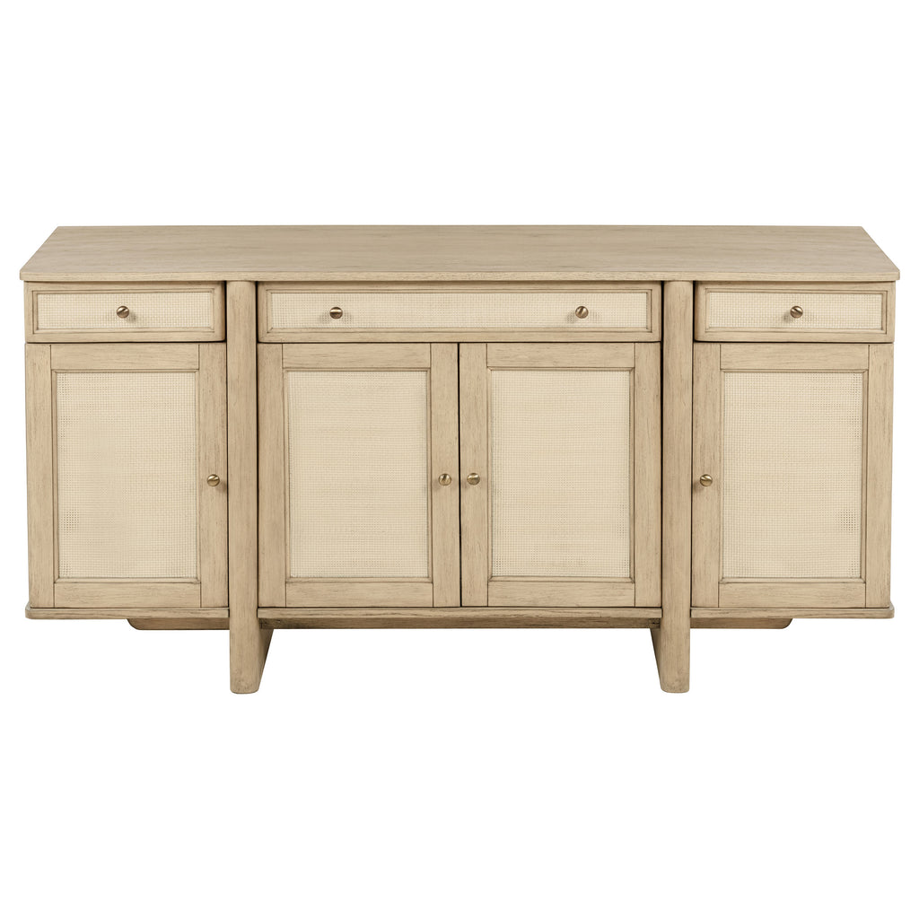 Kailani 4-door Cane Sideboard Buffet Cabinet Beige Oak
