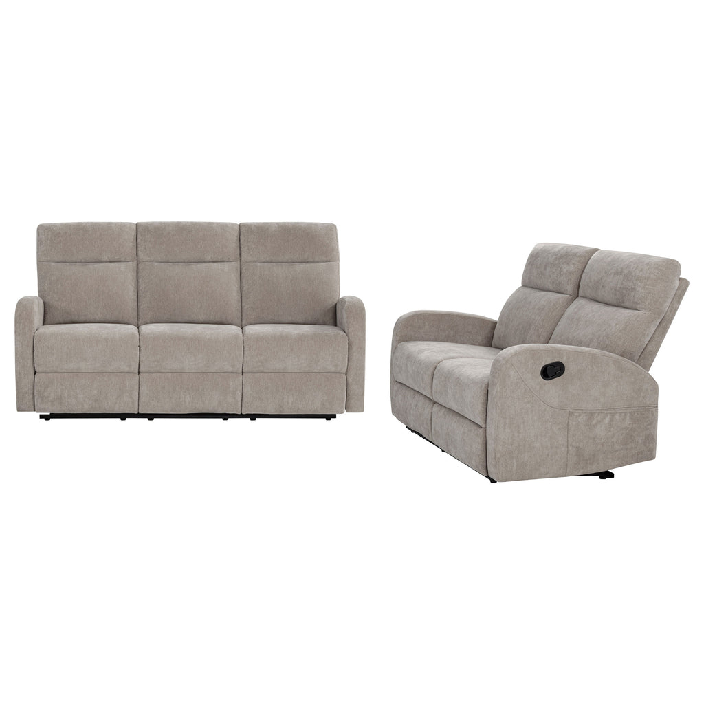 Hamilton 2-piece Chenille Manual Reclining Sofa Set Sand