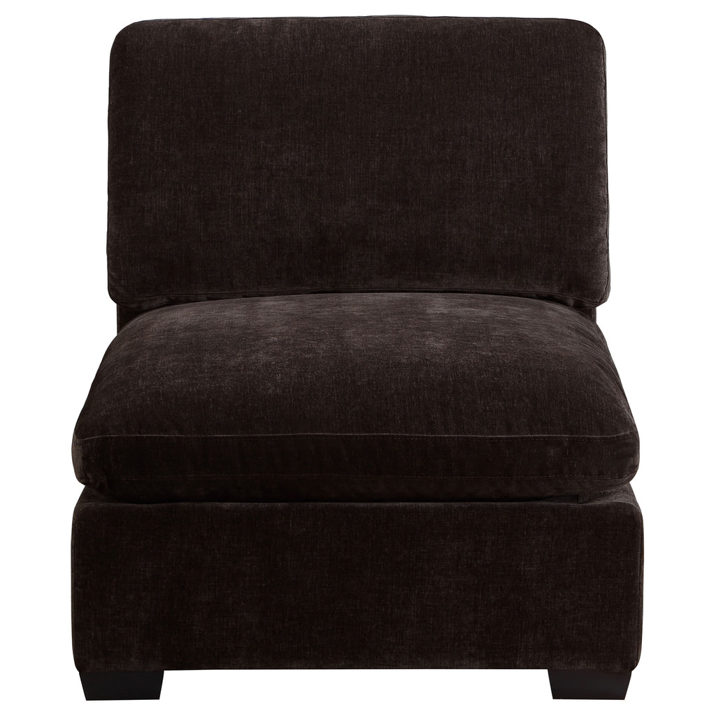 Cloud Lux Upholstered Armless Chair Dark Chocolate