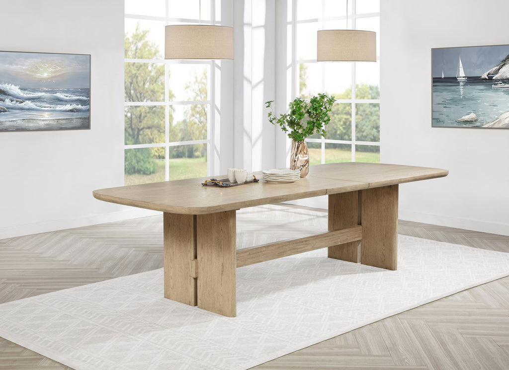 Kailani 110-inch Rectangular Wood Dining Table Beige Oak