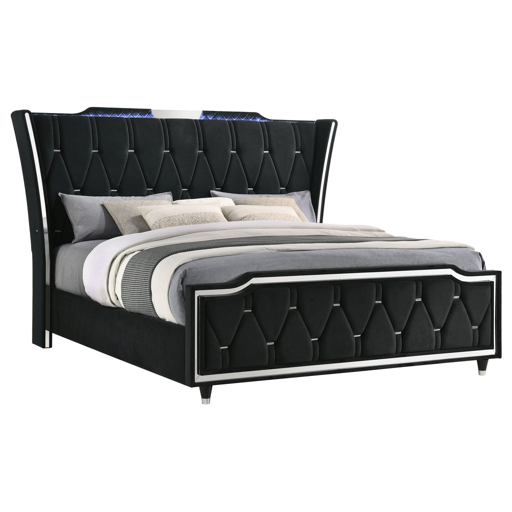 Lorient California King LED Upholstered Bed Black