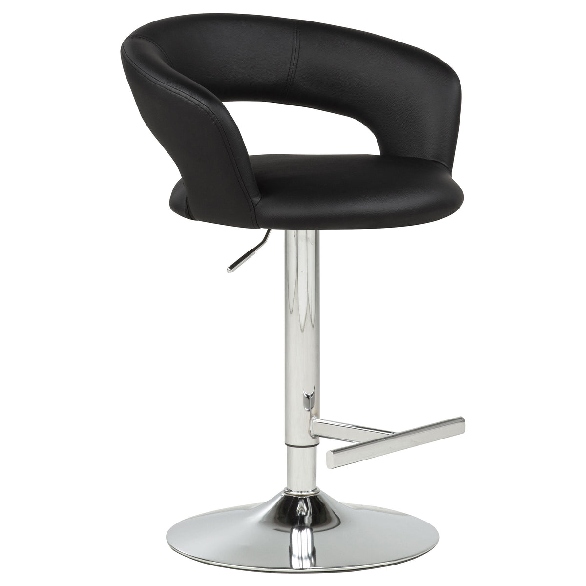 Travia Adjustable Leatherette Swivel Bar Stool Black and Chrome