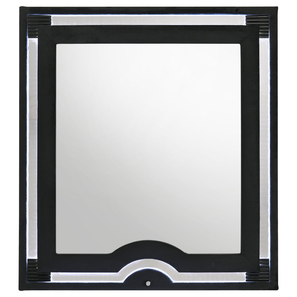 Ravenne Velvet Upholstered LED Dresser Mirror Black