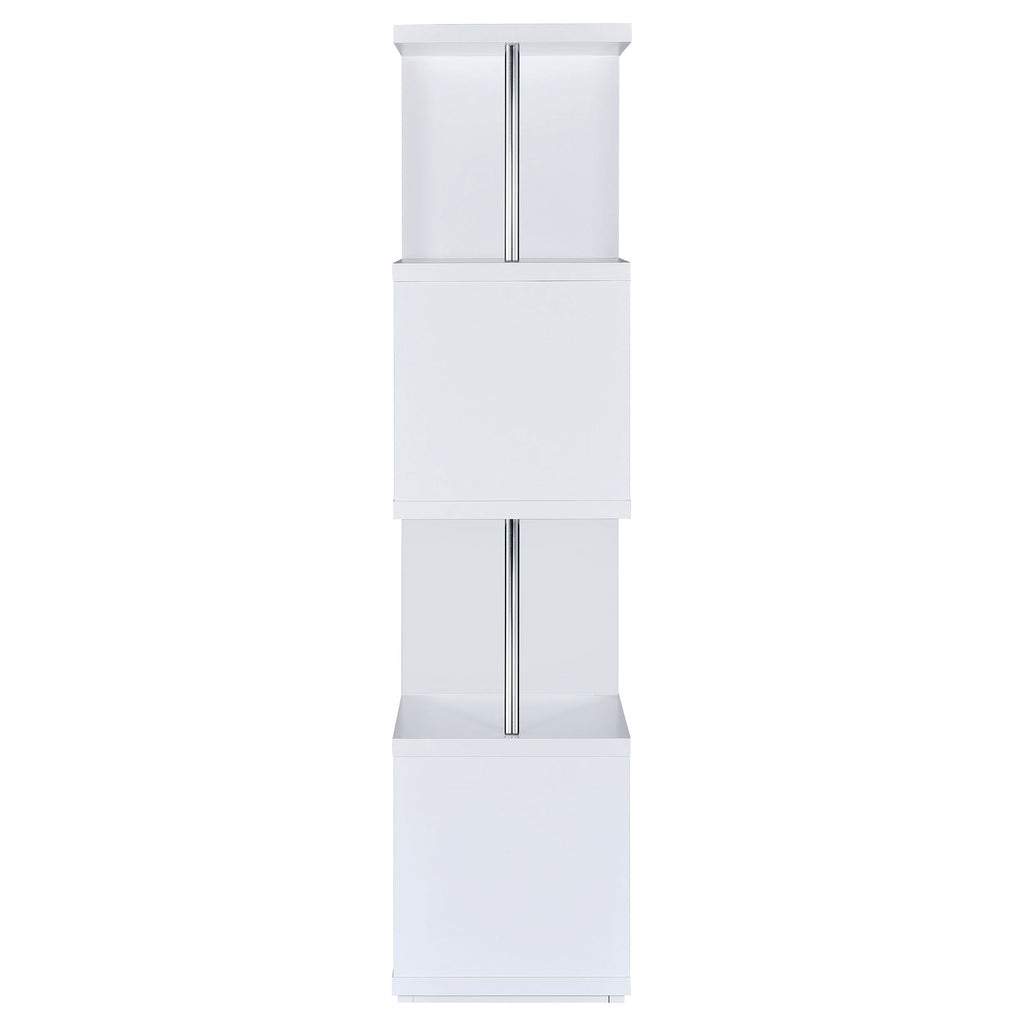 Baxter 67-inch 4-shelf Bookshelf White and Chrome