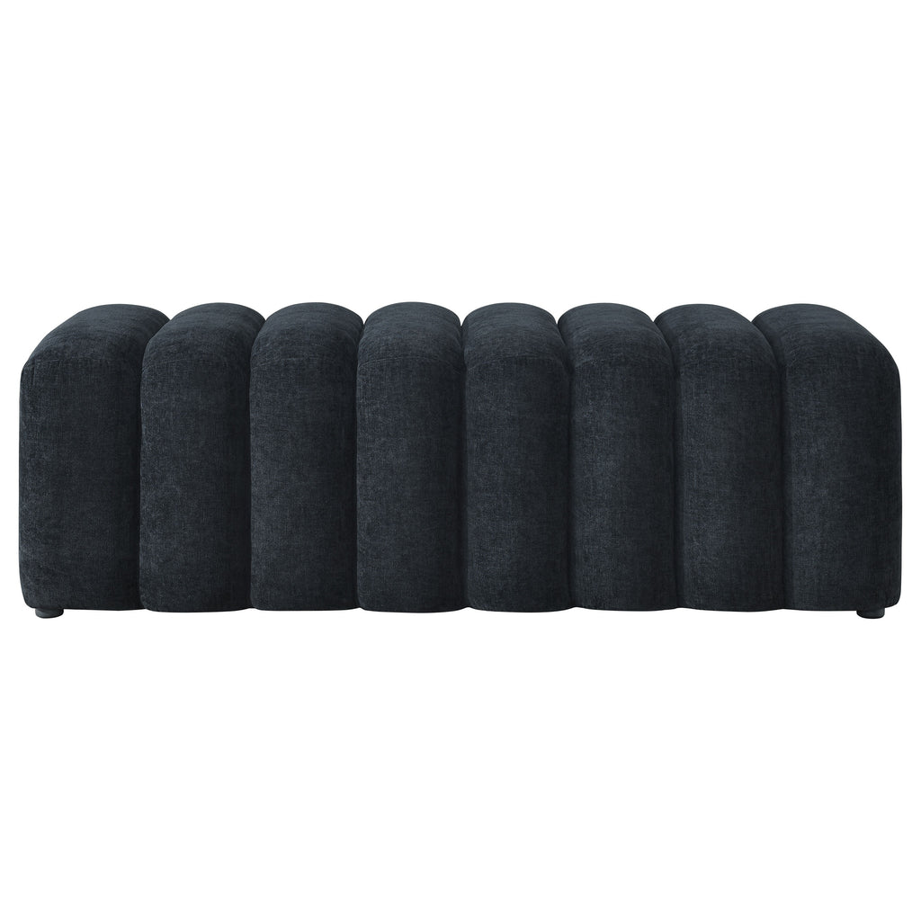 Summer Chenille Upholstered Channel Accent Bench Black