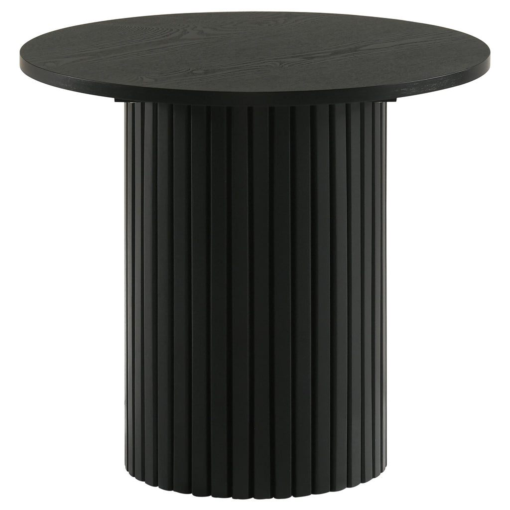 Hamlyn 2-piece Round Fluted Coffee and End Table Set Black