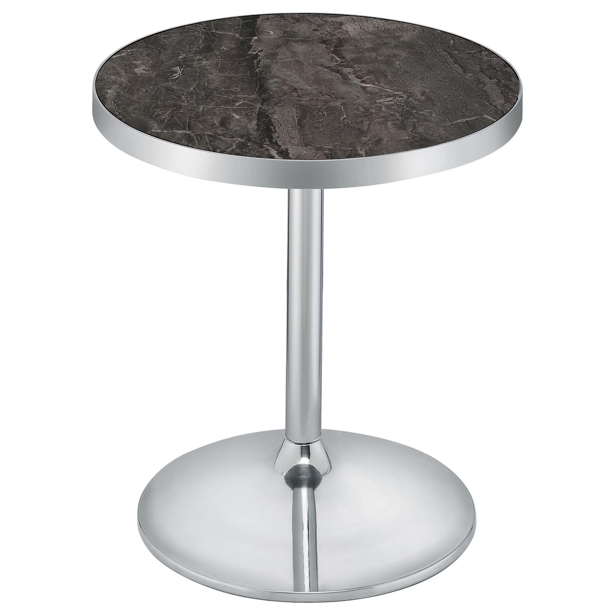Cazen Round Faux Marble Top Pedestal Side Table Grey