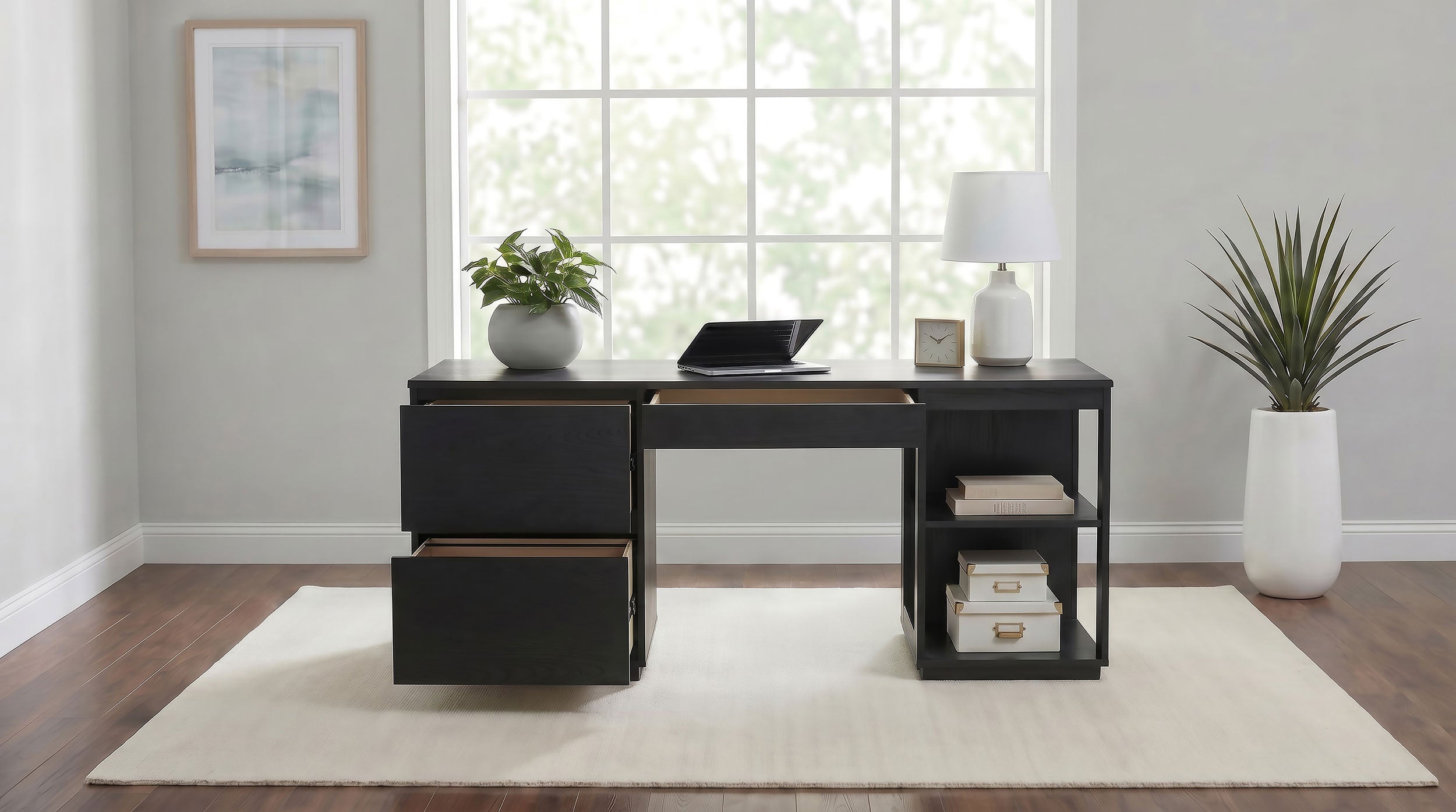 Harkes 75-inch 3-drawer Computer Desk with Adjustable Shelf Coffee Bean