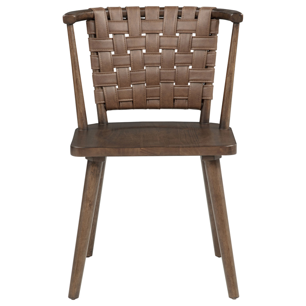 Tallis Woven Leatherette Back Dining Side Chair Brown (Set of 2)