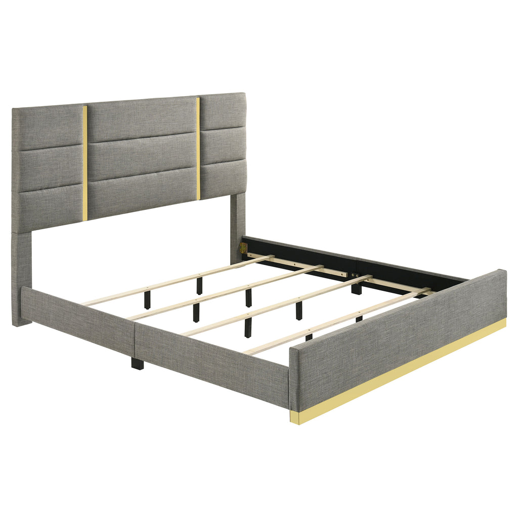 Ines 4-piece Eastern King Bedroom Set Grey and White High Gloss