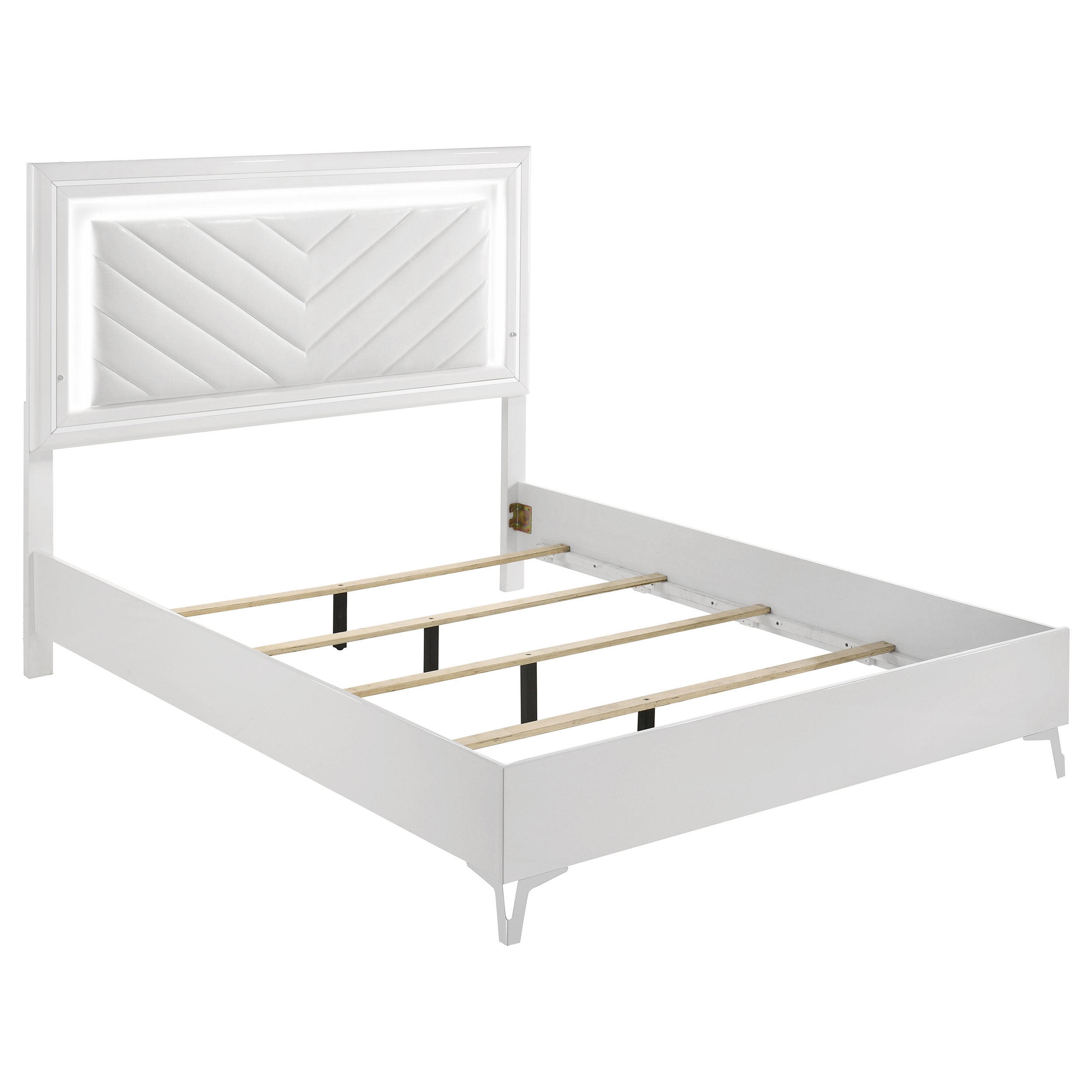 Cassia 5-piece Queen LED Bedroom Set White High Gloss