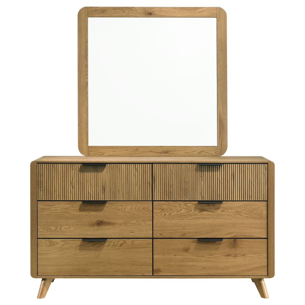Bennett 6-drawer Bedroom Dresser and Mirror Set Light Oak
