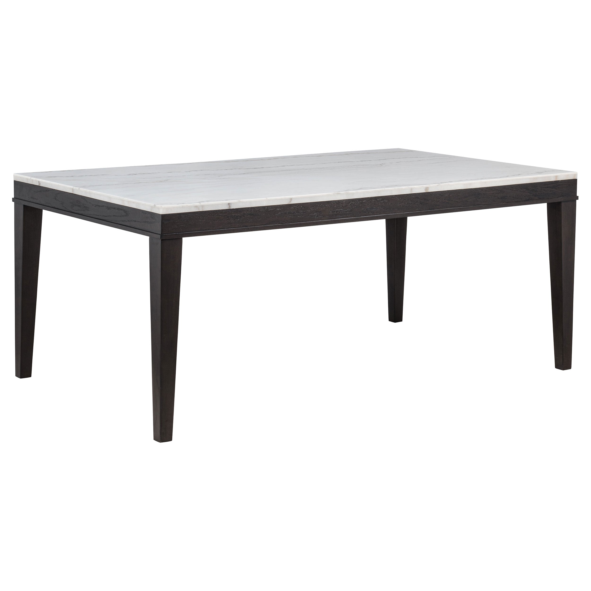 Averill 7-piece White Marble Top Dining Set Dark Grey and Coffee Bean