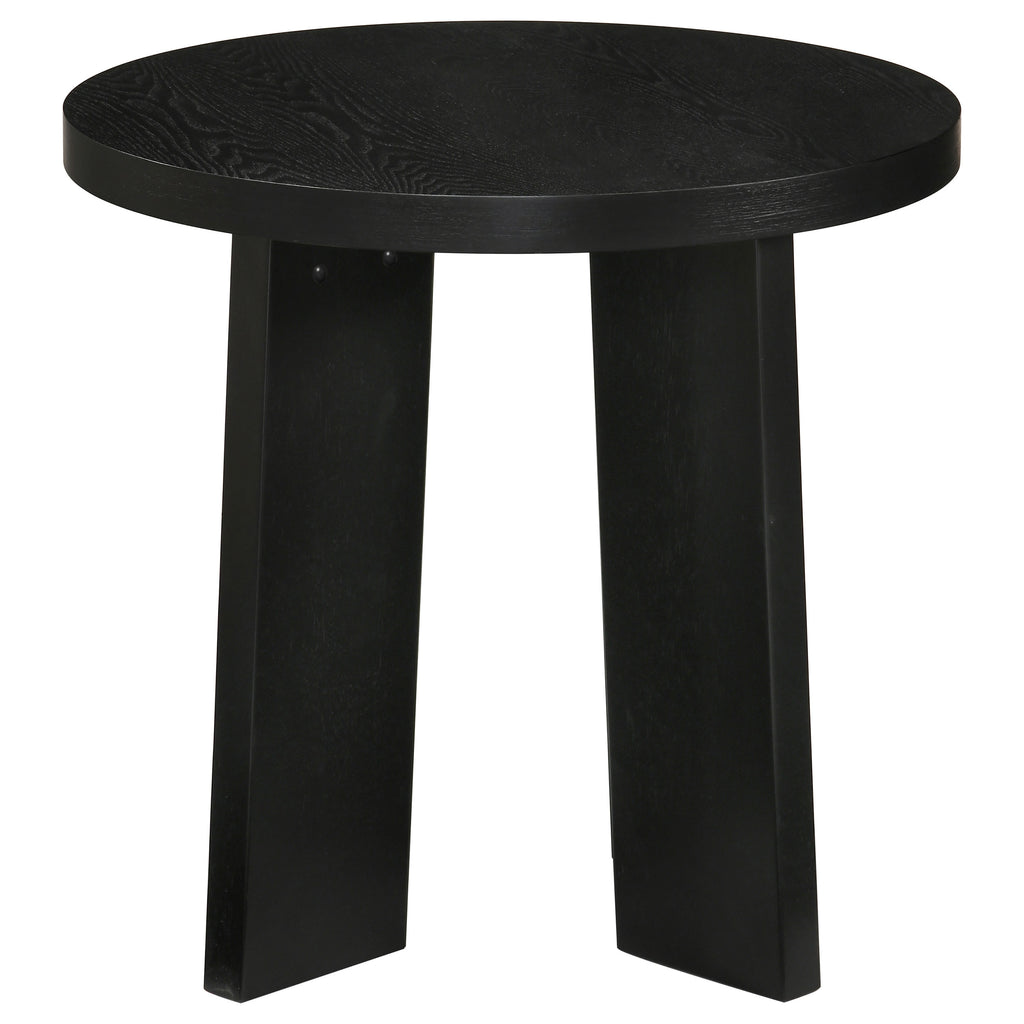 Strouse 47-inch Round Wood End Table Black