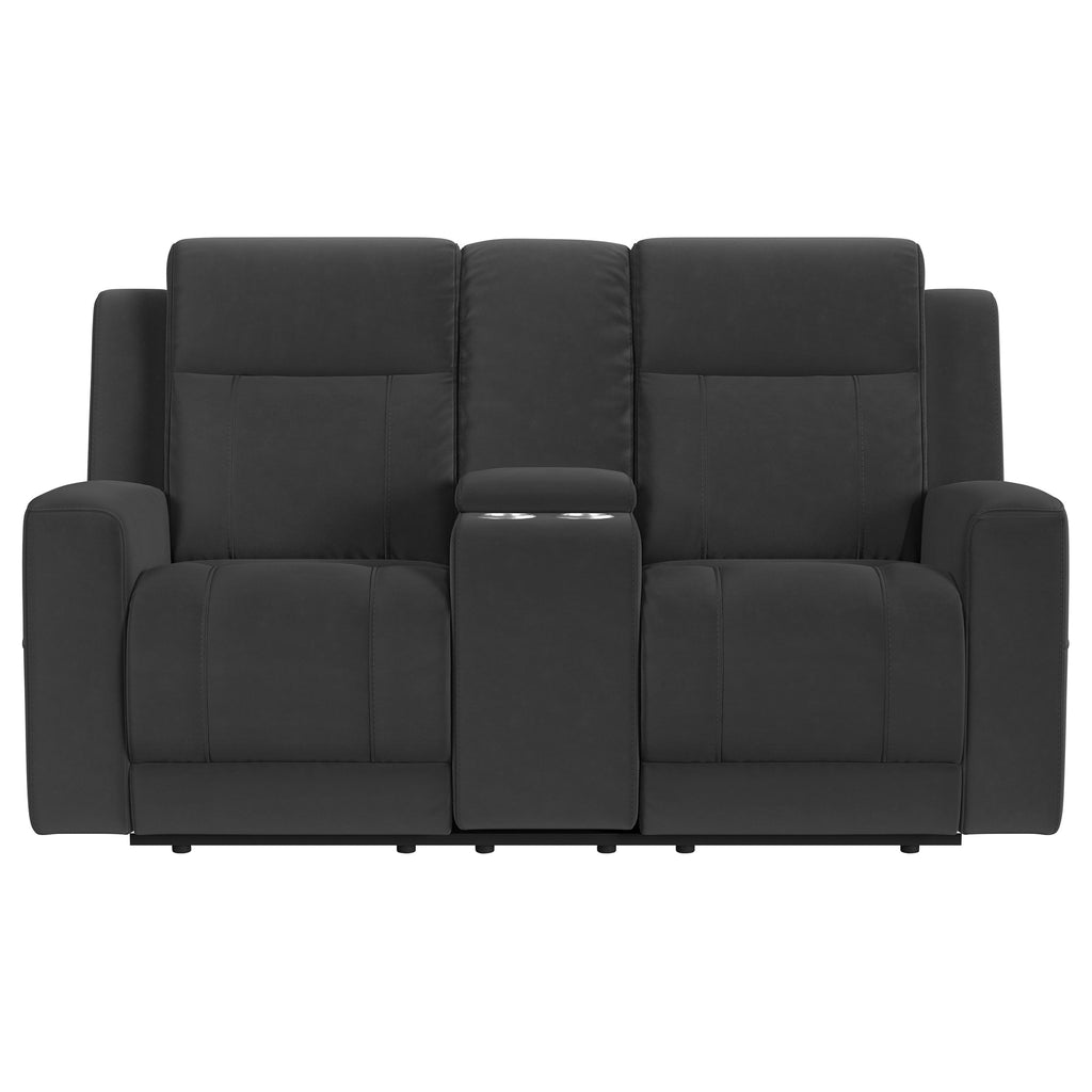 Brentwood Upholstered Reclining Loveseat Dark Charcoal