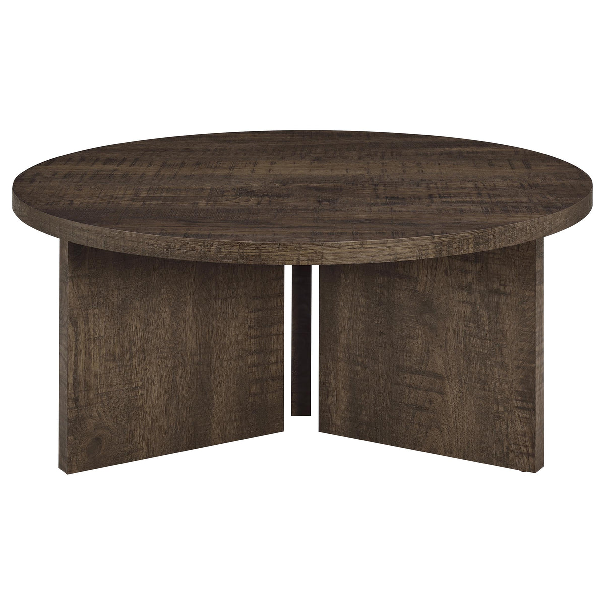 Aragon Round Panel Base Coffee Table Dark Rustic Mango