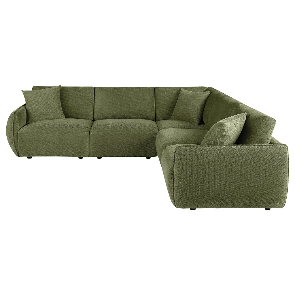 Elysia 5-piece Fabric Upholstered Modular Sectional Sofa Green