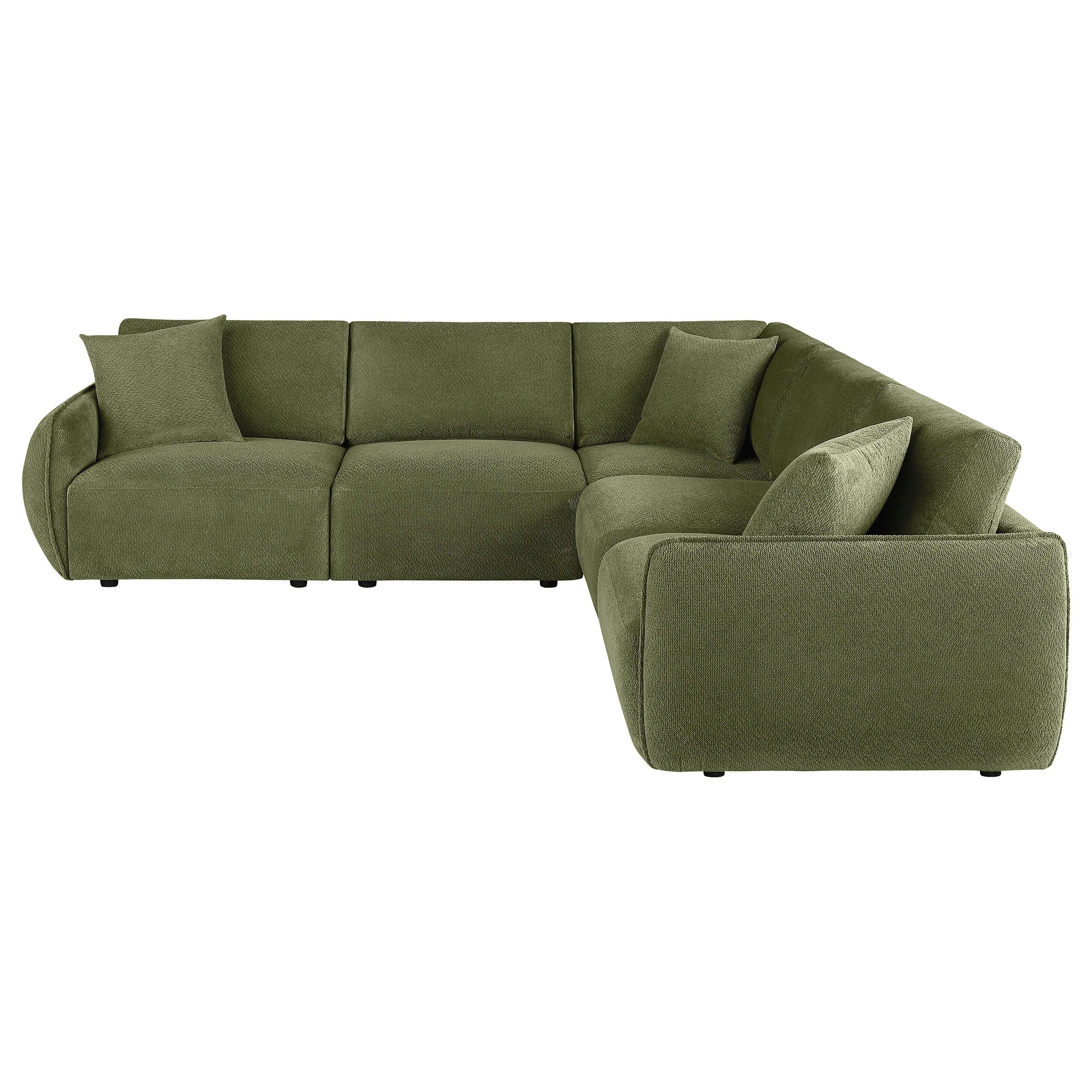 Elysia 5-piece Fabric Upholstered Modular Sectional Sofa Green