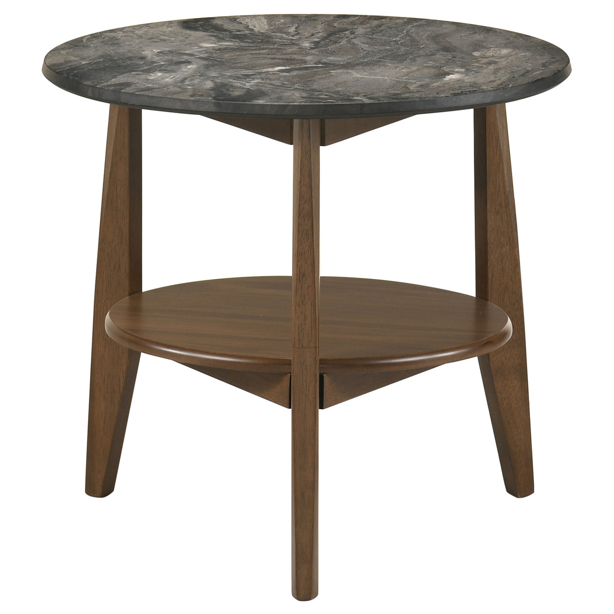 Bradley Round SmartTop End Side Table Smokey Grey and Dark Brown