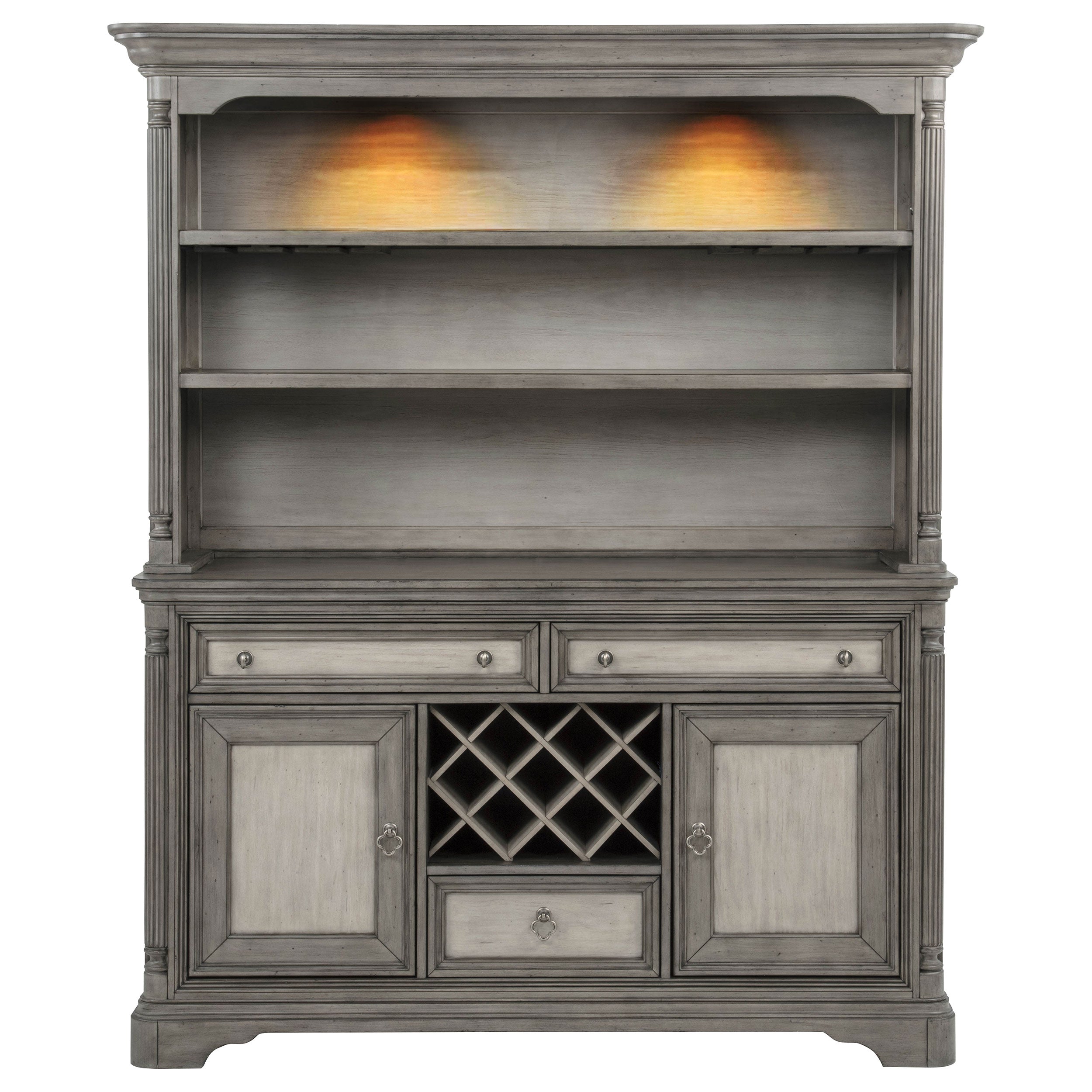 Cresswell 2-door 3-drawer Buffet and Hutch Weathered Taupe