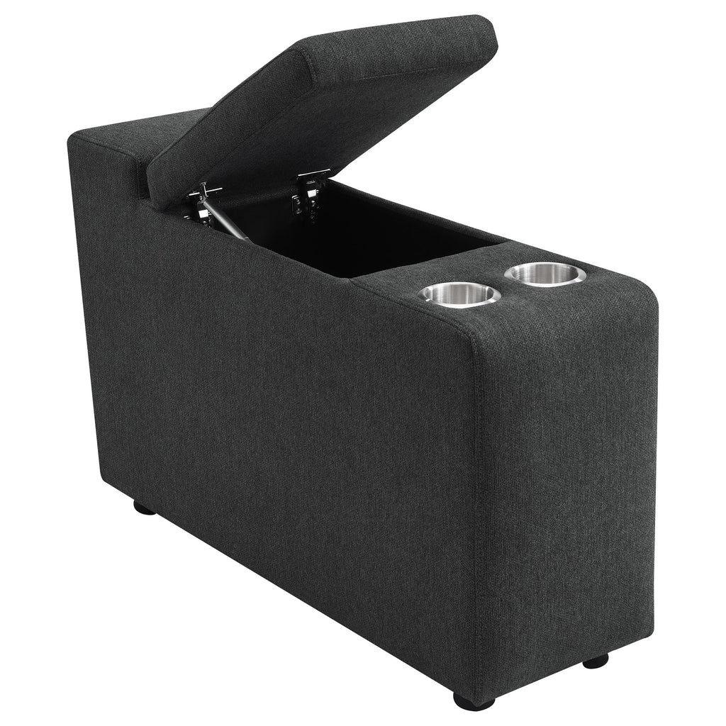 Collins Upholstered Modular Storage Console Dark Grey