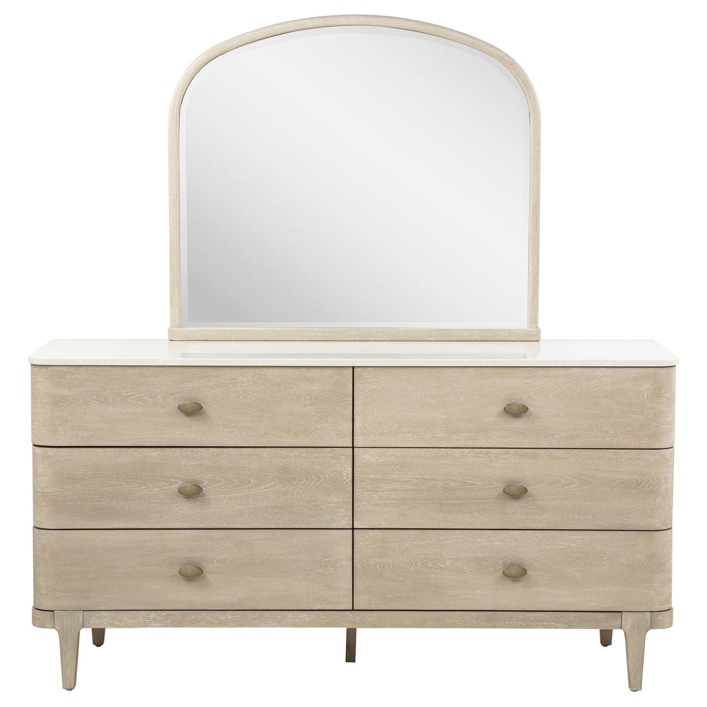 Lucaire 6-drawer Dresser Cabinet with Mirror Sandstone