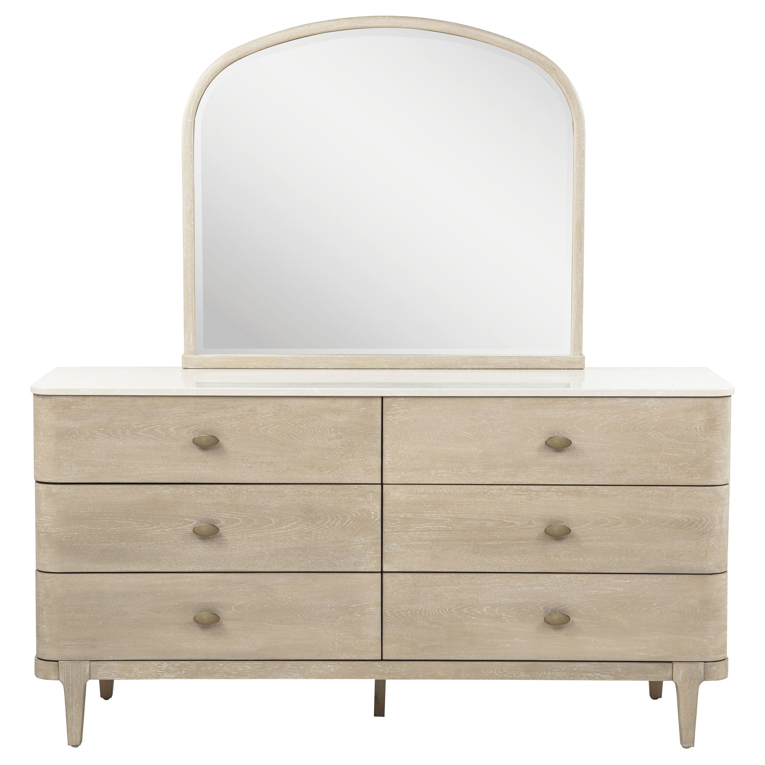 Lucaire 6-drawer Dresser Cabinet with Mirror Sandstone