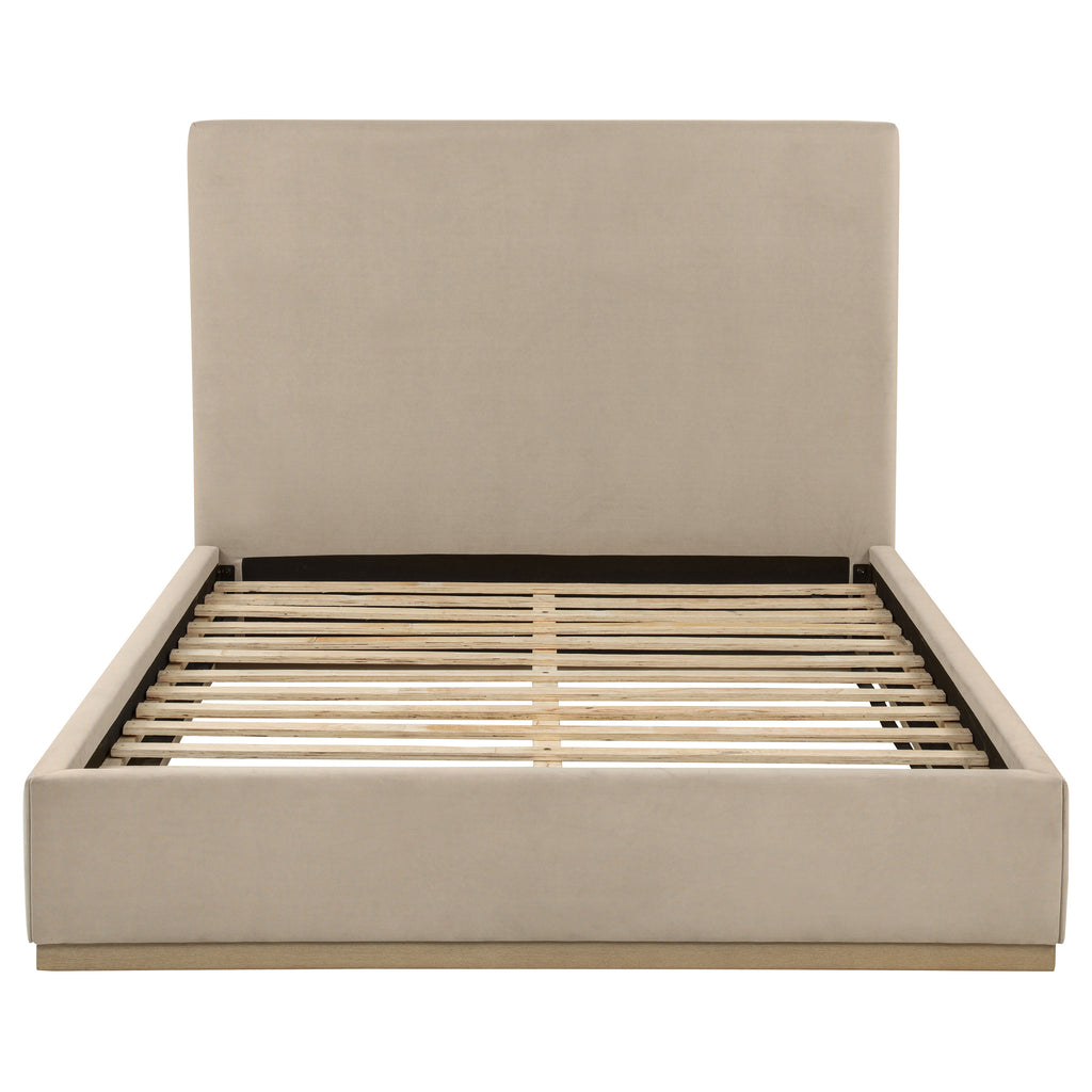 Knox Queen Fabric Upholstered Platform Bed Khaki