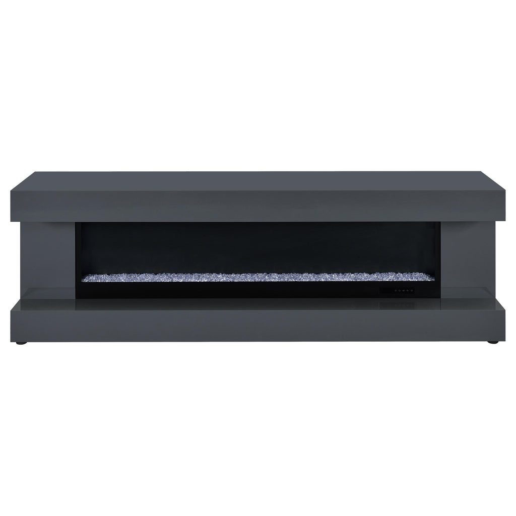Mallory TV Stand Fireplace Console Bluetooth Speaker Grey High Gloss