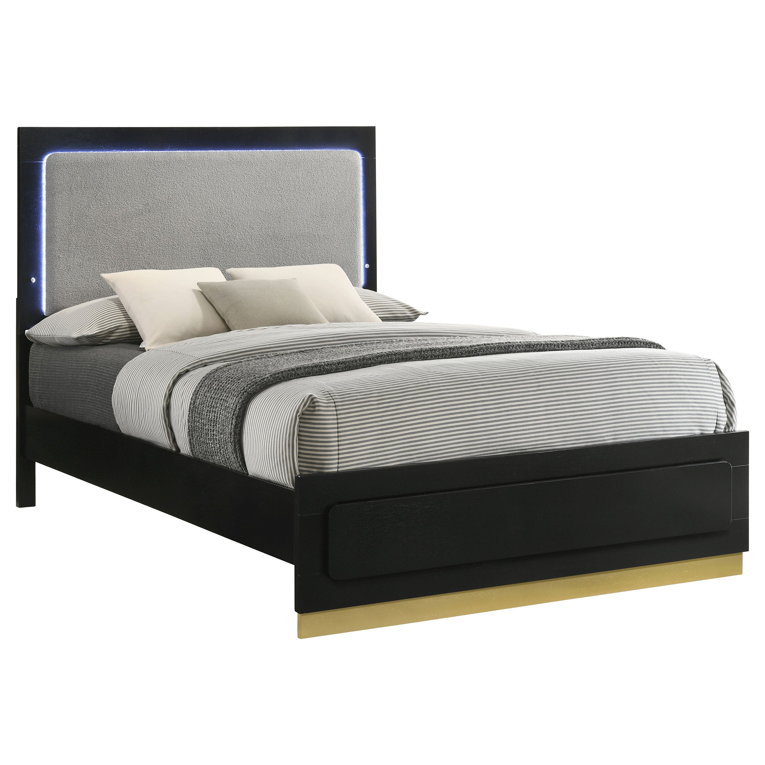 Caraway Wood California King LED Panel Bed Black