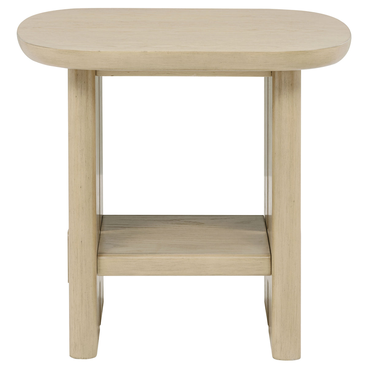 Kailani Coastal Square End Side Table with Shelf Beige Oak