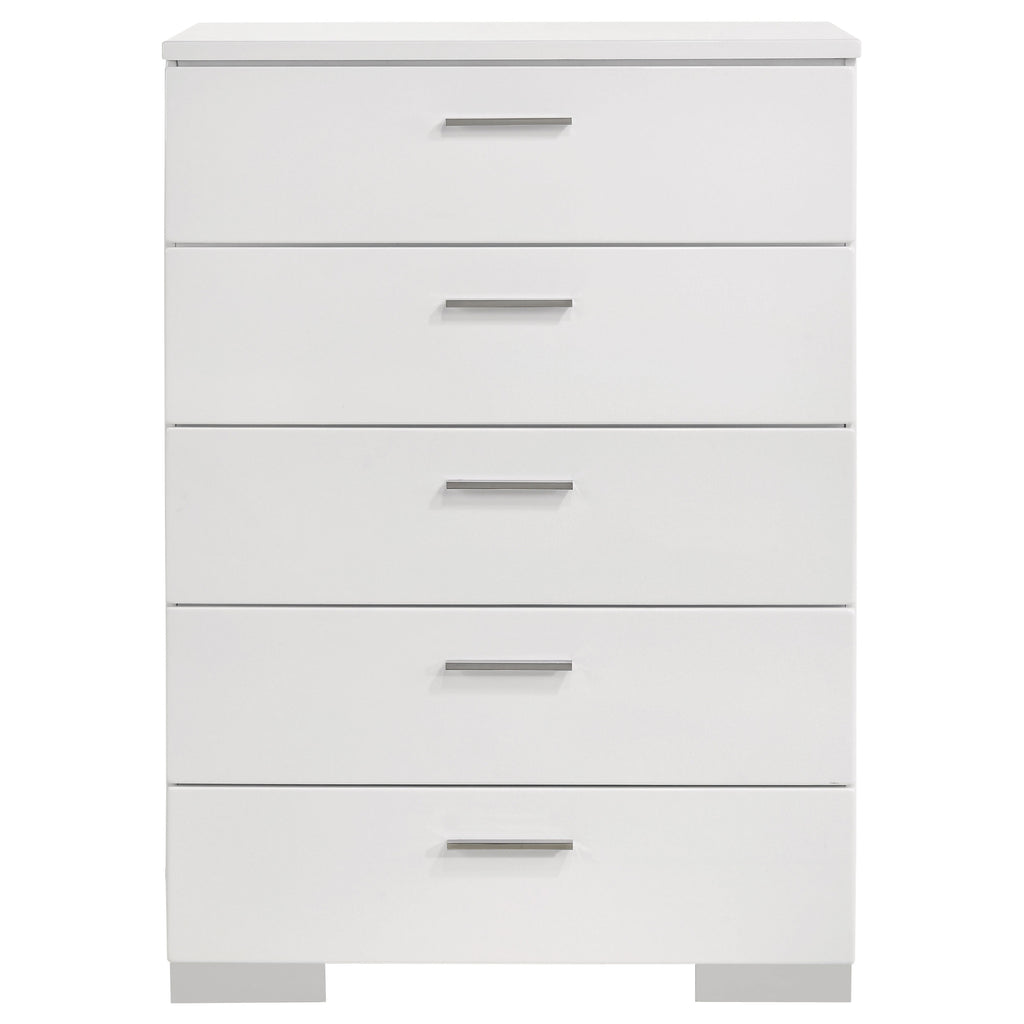 Felicity 5-drawer Bedroom Chest White High Gloss