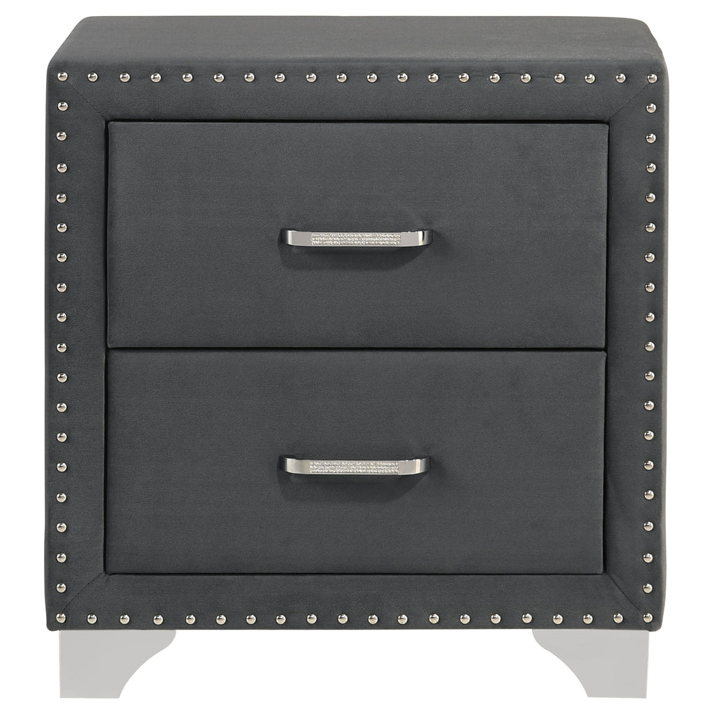Melody Upholstered 2-drawer Nightstand Grey