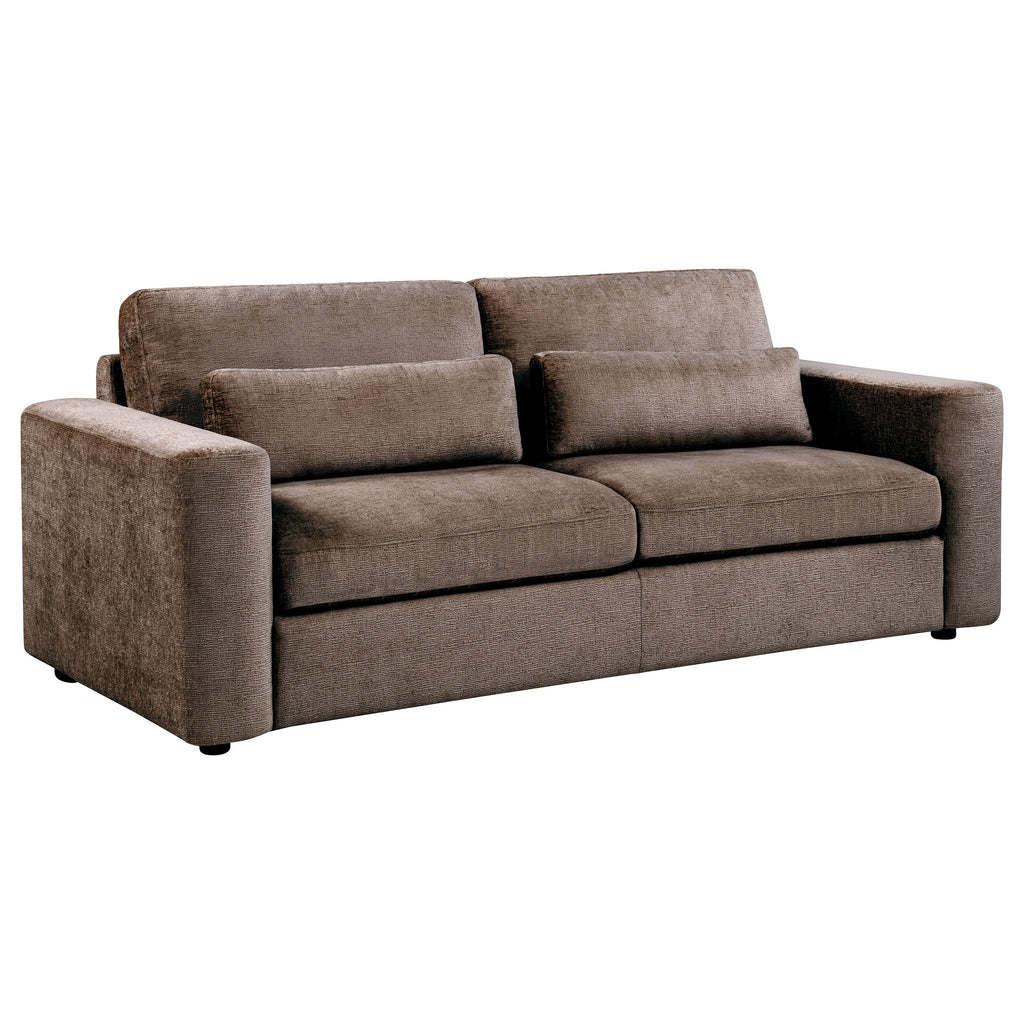 Amador 2-piece Chenille Upholstered Track Arm Sofa Set Chocolate