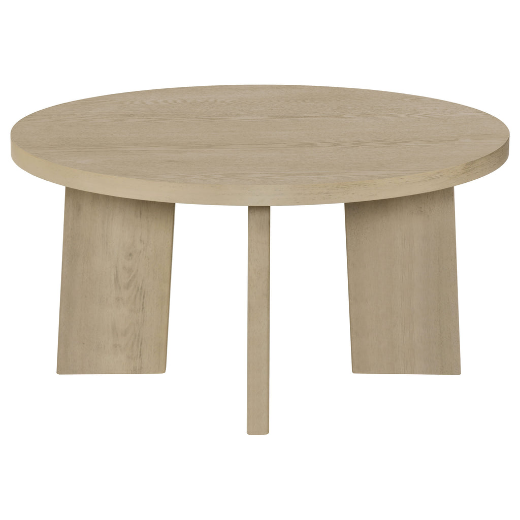 Strouse 47-inch Round Wood Coffee Table Black