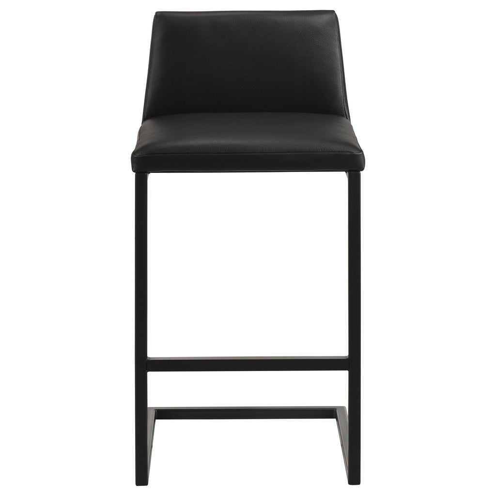 Vardon Genuine Leather Bar Stool Black (Set of 2)