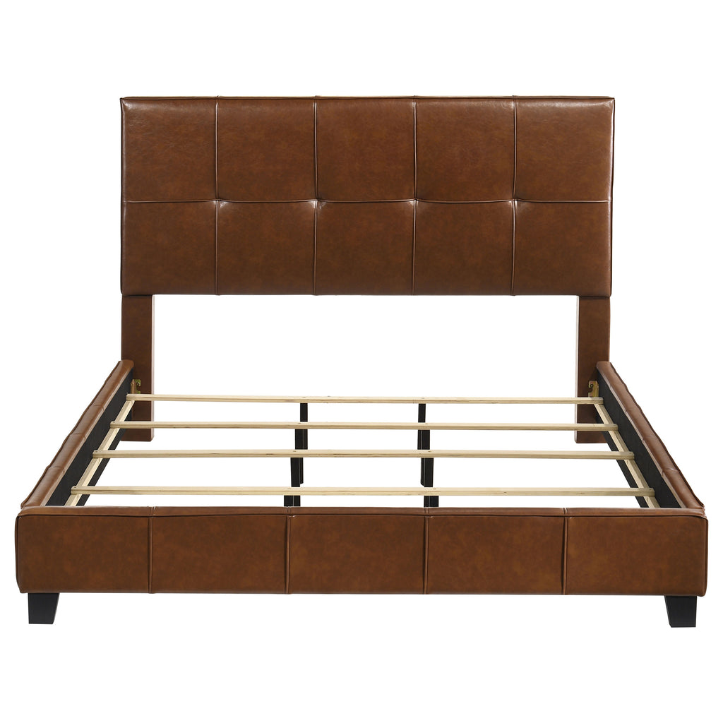 Farrell California King Leatherette Panel Bed Brown