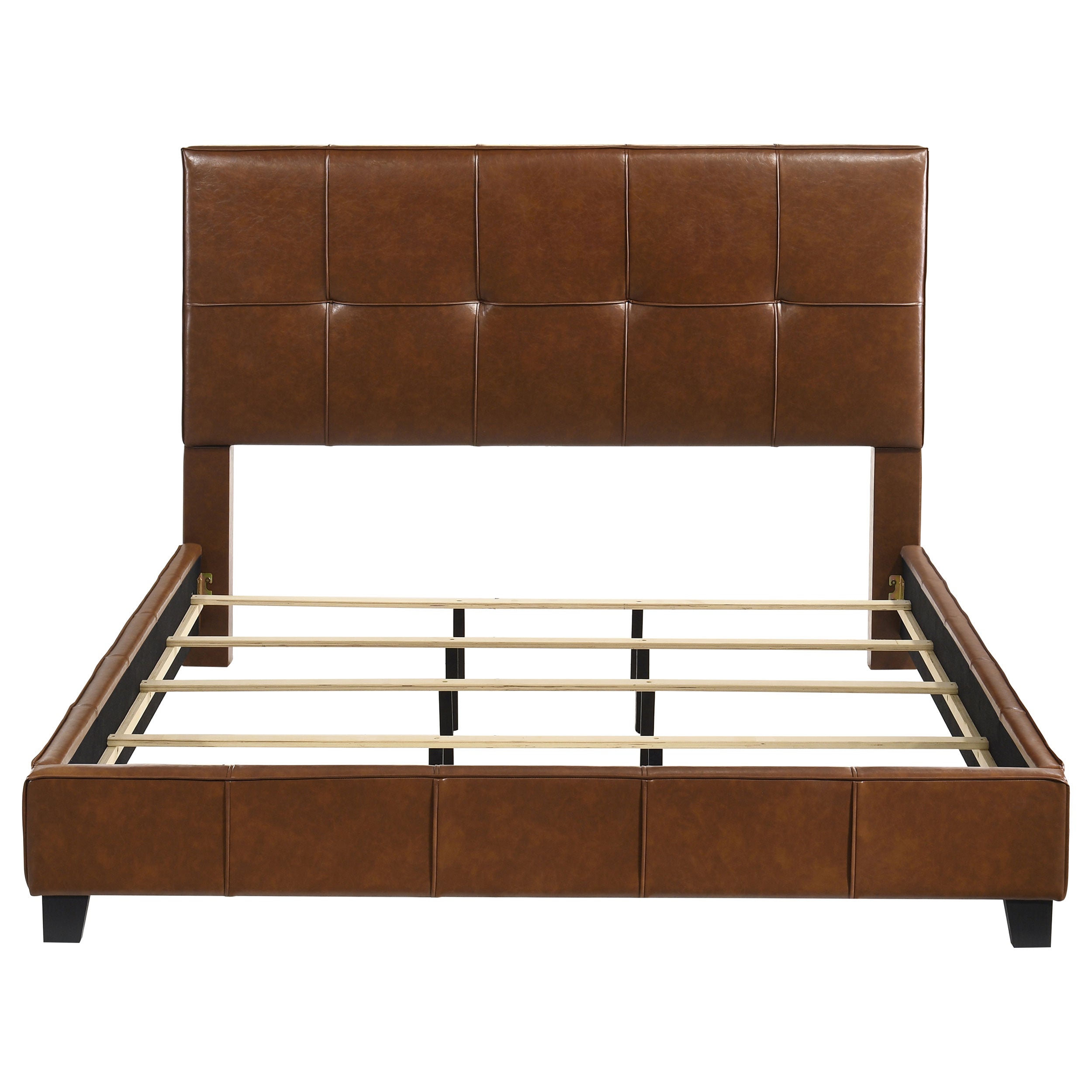 Farrell California King Leatherette Panel Bed Brown