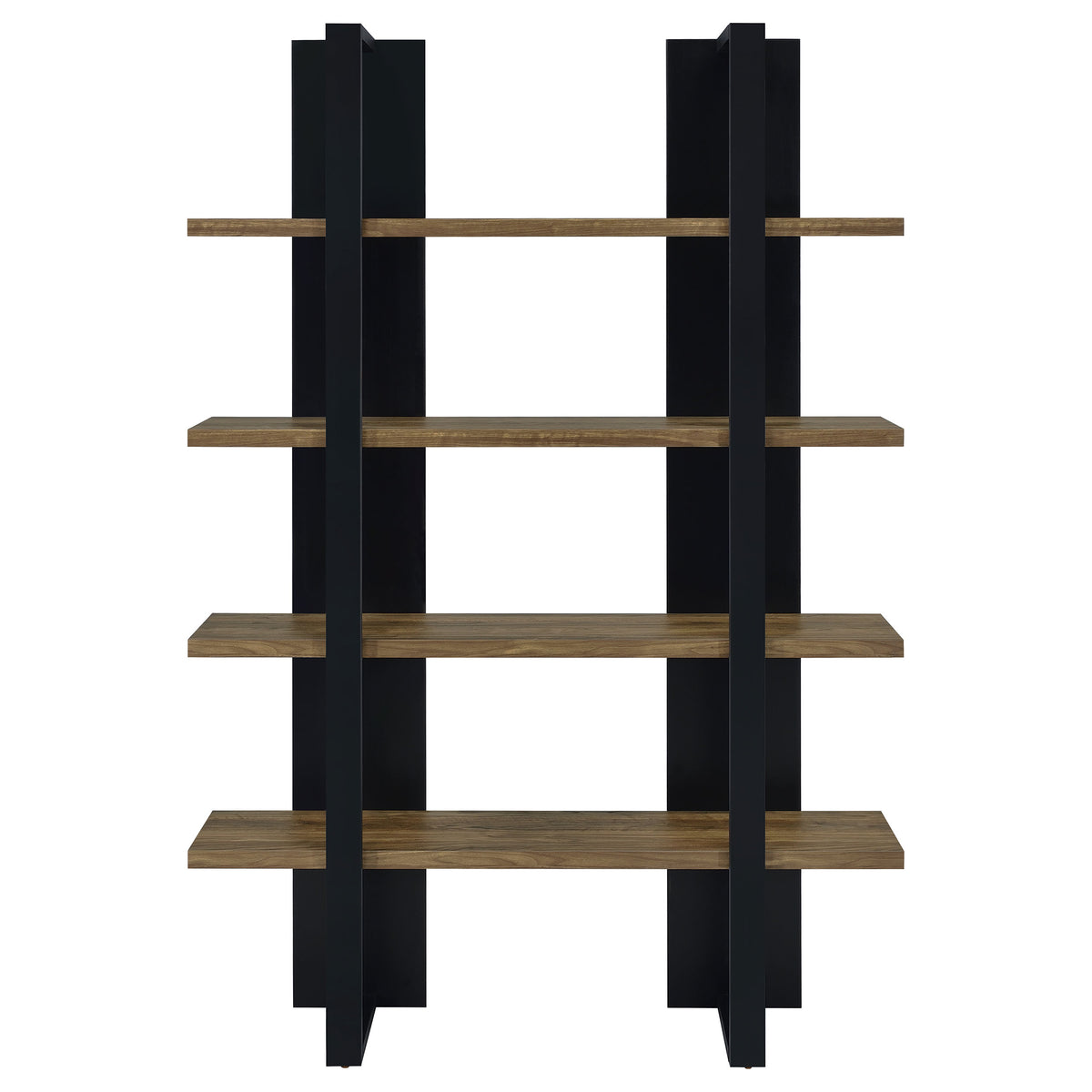 Danbrook 71-inch 4-shelf Bookshelf Black and Aged Walnut