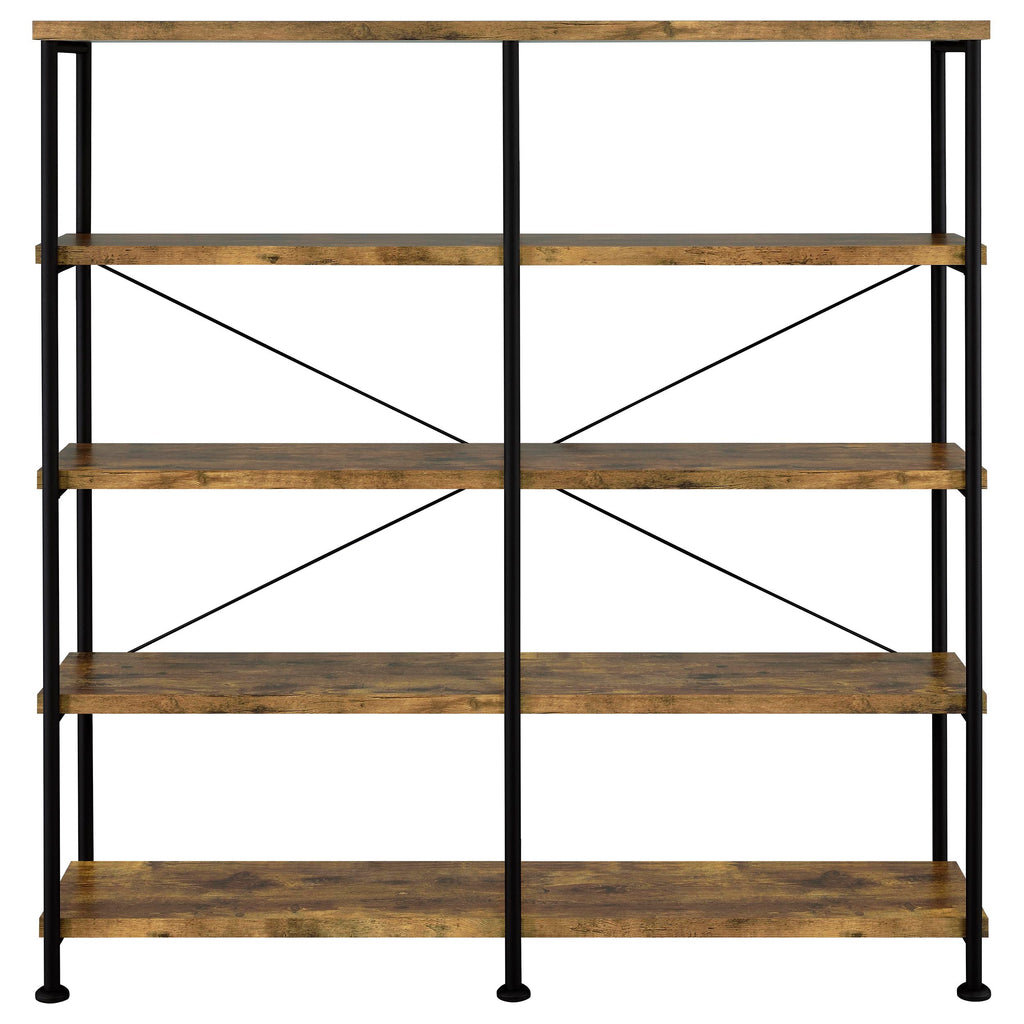 Analiese 63-inch 4-shelf Double Bookshelf Rustic Nutmeg