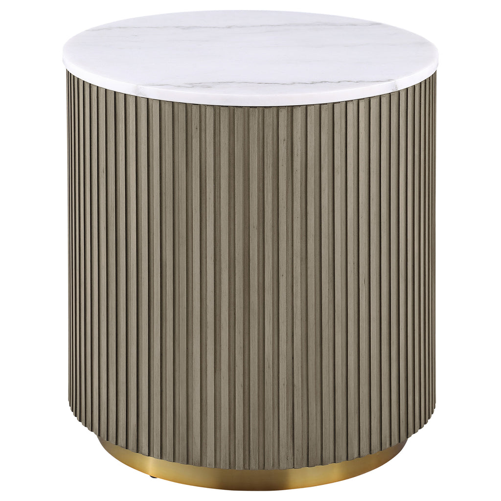 Jason 3-piece Round White Marble Coffee Table Set Greige