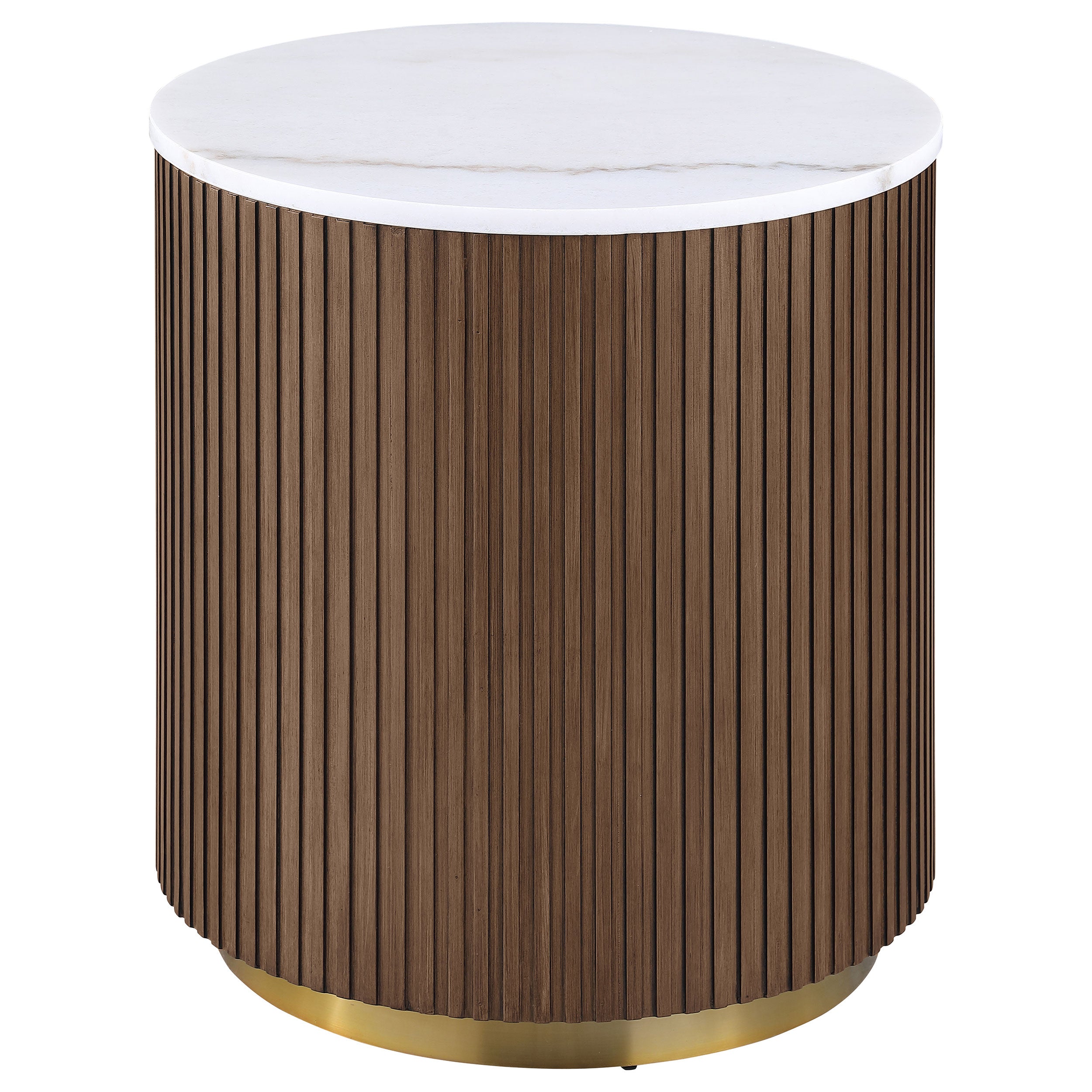 Jason 3-piece Round White Marble Coffee Table Set Honey Brown